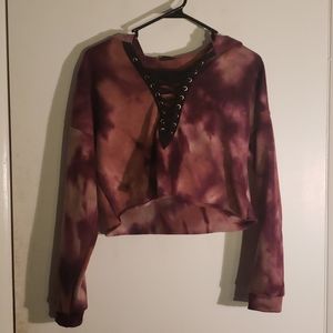 Purple tye die crop hoodie
